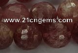 CBQ335 15.5 inches 14mm faceted round strawberry quartz beads