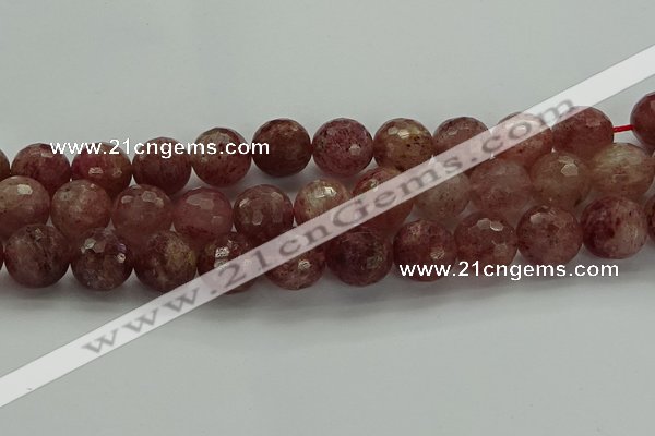 CBQ335 15.5 inches 14mm faceted round strawberry quartz beads