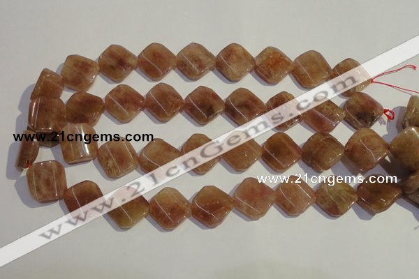 CBQ35 15.5 inches 18*18mm faceted diamond strawberry quartz beads