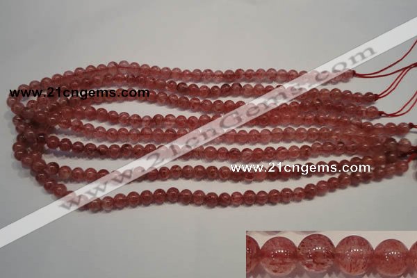 CBQ351 15.5 inches 6mm round natural strawberry quartz beads