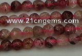 CBQ410 15.5 inches 4mm faceted round strawberry quartz beads