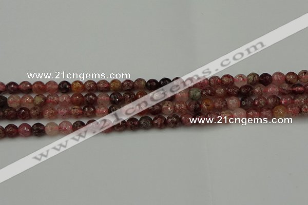 CBQ411 15.5 inches 6mm faceted round strawberry quartz beads