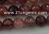 CBQ412 15.5 inches 8mm faceted round strawberry quartz beads