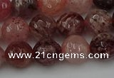 CBQ413 15.5 inches 10mm faceted round strawberry quartz beads