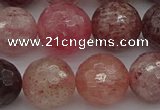 CBQ415 15.5 inches 14mm faceted round strawberry quartz beads