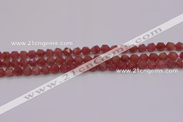 CBQ431 15.5 inches 6mm faceted nuggets strawberry quartz beads