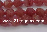 CBQ432 15.5 inches 8mm faceted nuggets strawberry quartz beads