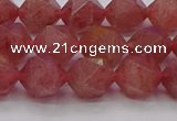 CBQ433 15.5 inches 10mm faceted nuggets strawberry quartz beads