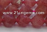 CBQ434 15.5 inches 12mm faceted nuggets strawberry quartz beads