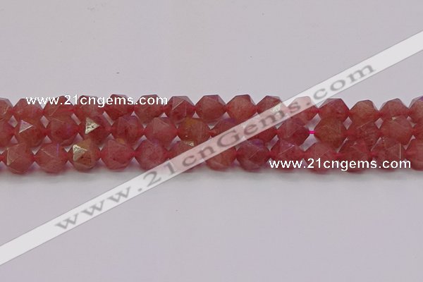 CBQ434 15.5 inches 12mm faceted nuggets strawberry quartz beads