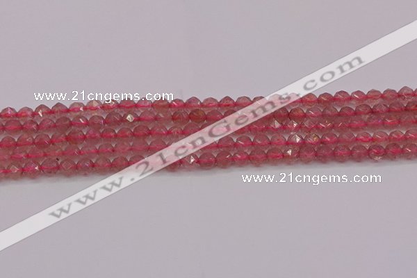 CBQ436 15.5 inches 6mm faceted nuggets strawberry quartz beads