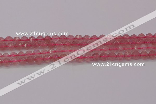 CBQ437 15.5 inches 8mm faceted nuggets strawberry quartz beads