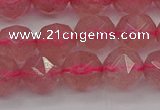 CBQ438 15.5 inches 10mm faceted nuggets strawberry quartz beads