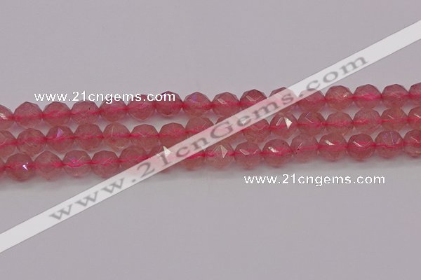 CBQ438 15.5 inches 10mm faceted nuggets strawberry quartz beads