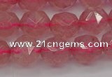 CBQ439 15.5 inches 12mm faceted nuggets strawberry quartz beads