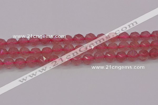 CBQ439 15.5 inches 12mm faceted nuggets strawberry quartz beads