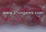 CBQ454 15.5 inches 12*16mm faceted teardrop strawberry quartz beads