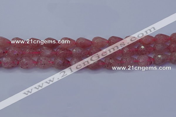 CBQ454 15.5 inches 12*16mm faceted teardrop strawberry quartz beads