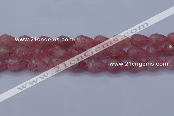 CBQ455 15.5 inches 13*18mm faceted teardrop strawberry quartz beads