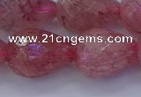 CBQ456 15.5 inches 15*20mm faceted teardrop strawberry quartz beads