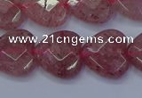 CBQ469 15.5 inches 12mm faceted heart strawberry quartz beads