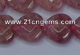 CBQ470 15.5 inches 14mm faceted heart strawberry quartz beads