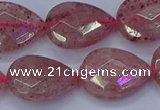 CBQ479 15.5 inches 15*20mm faceted flat teardrop strawberry quartz beads