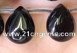 CBQ510 Top drilled 9*12mm flat teardrop natural black quartz beads