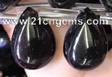 CBQ511 Top drilled 10*14mm flat teardrop natural black quartz beads