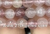 CBQ571 15.5 inches 6mm faceted round strawberry quartz beads