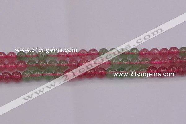 CBQ653 15.5 inches 10mm round mixed strawberry quartz beads