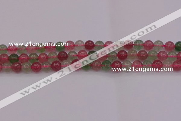 CBQ657 15.5 inches 8mm round mixed strawberry quartz beads