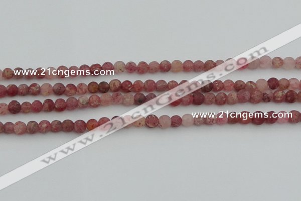 CBQ660 15.5 inches 6mm round matte strawberry quartz beads