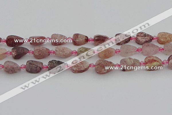 CBQ668 15.5 inches 8*12mm flat teardrop matte strawberry quartz beads