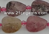 CBQ669 15.5 inches 10*15mm flat teardrop matte strawberry quartz beads