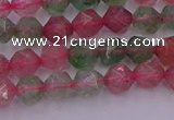 CBQ681 15.5 inches 6mm faceted nuggets mixed strawberry quartz beads