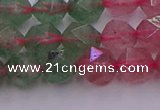 CBQ682 15.5 inches 8mm faceted nuggets mixed strawberry quartz beads