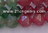 CBQ683 15.5 inches 10mm faceted nuggets mixed strawberry quartz beads