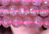 CBQ687 15.5 inches 6mm faceted round strawberry quartz gemstone beads