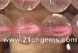 CBQ692 15.5 inches 10mm faceted round strawberry quartz beads