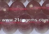 CBQ703 15.5 inches 10mmm faceted round strawberry quartz beads