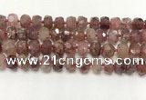 CBQ711 15.5 inches 6*10mm - 8*11mm faceted tyre strawberry quartz beads