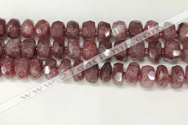 CBQ712 15.5 inches 6*12mm - 8*13mm faceted tyre strawberry quartz beads