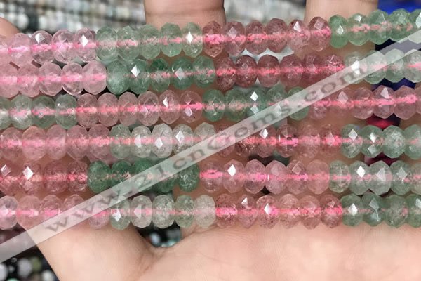 CBQ715 15.5 inches 4*6mm faceted rondelle mixed strawberry quartz beads
