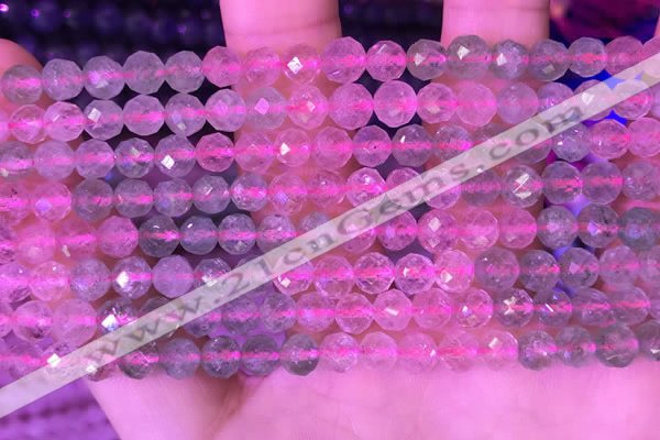 CBQ723 15.5 inches 6mm faceted round mixed strawberry quartz beads