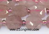 CBQ751 15.5 inches 8*10mm faceted oval strawberry quartz beads