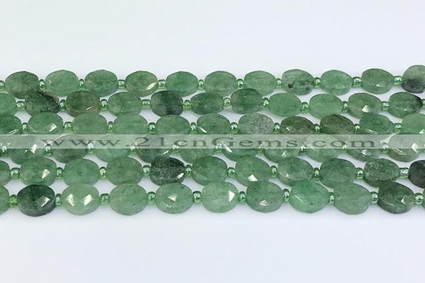 CBQ753 15.5 inches 8*10mm faceted oval green strawberry quartz beads