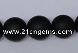 CBS07 15.5 inches 16mm round black stone beads wholesale