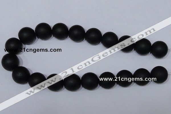 CBS07 15.5 inches 16mm round black stone beads wholesale