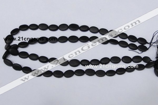 CBS10 15.5 inches 10*12mm oval black stone beads wholesale